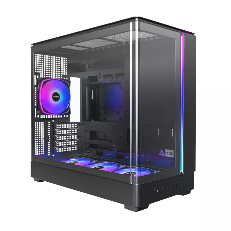 PC Case Montech KING 15 PRO Juoda — micro ATX / Mini-ITX midi tower