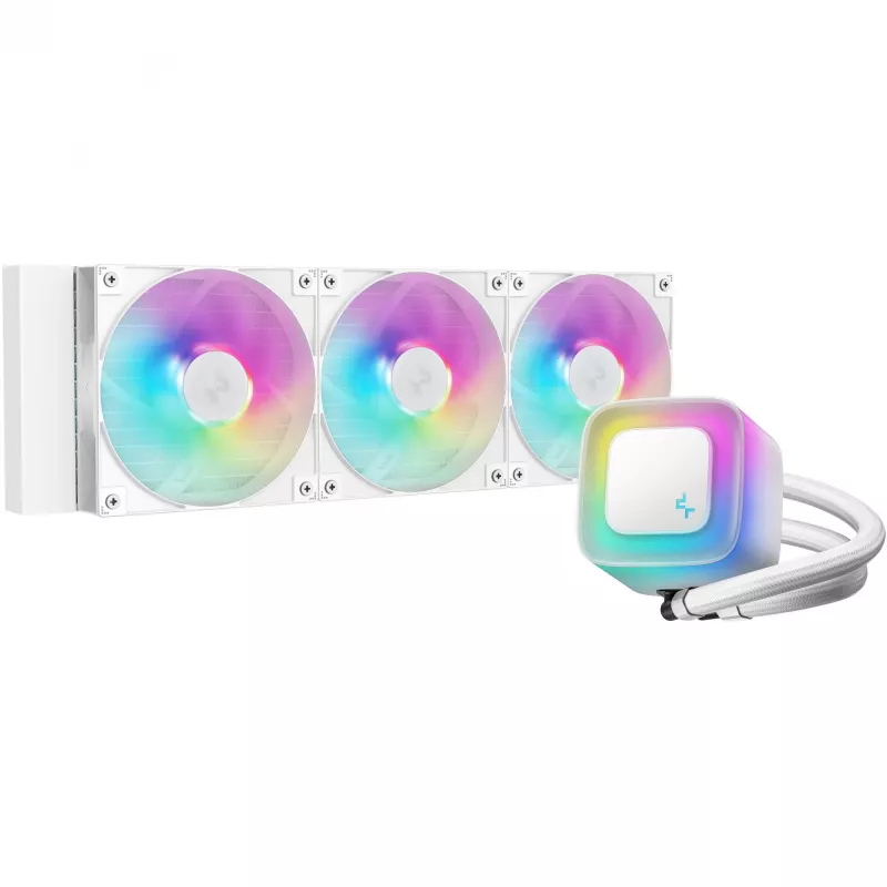 All-in-one skystis aušintuvas DeepCool LE360 WH V2 12 cm White — 360 mm radiatorius, 3x120 mm ventiliatoriai, LGA 1851 palaikymas
