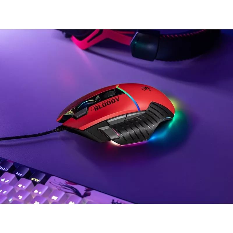 Žaidimų pelė A4Tech Bloody W95Max — dešiniarankė, laidinė USB, 12000 DPI, 1 ms, 250 ips, 50 mln. paspaudimų, 146 g