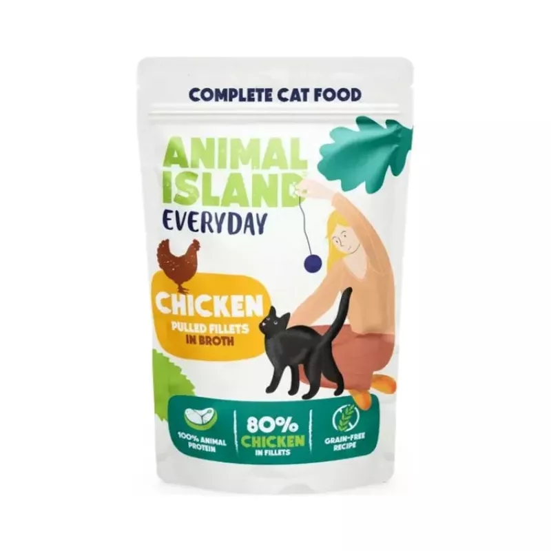 ANIMAL ISLAND Everyday vištienos ir jautienos filė sultinyje - šlapias kačių maistas - 4 x 85 g