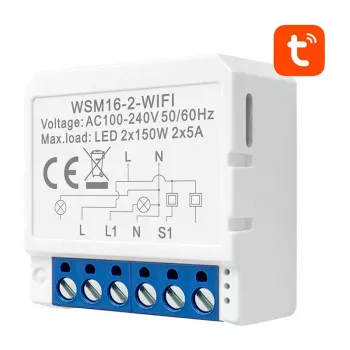 Išmaniojo jungiklio modulis Avatto WSM16-W2 WiFi nuotolinis valdymas, vieno kanalo relė namų automatizavimui