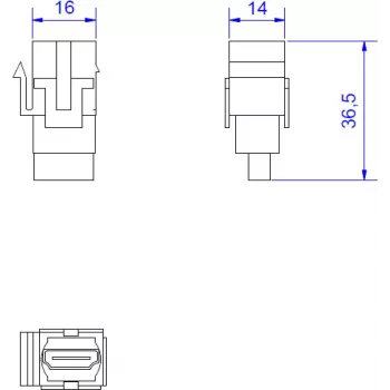 HDMI Keystone Jack Bachmann 918.0411 — HDMI 2.0 modulis, skirtas keystone sieninėms plokštėms ir pataiso plokštėms