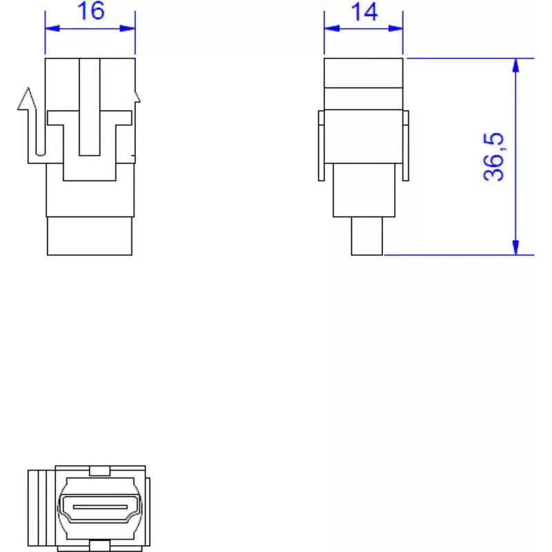 HDMI Keystone Jack Bachmann 918.0411 — HDMI 2.0 modulis, skirtas keystone sieninėms plokštėms ir pataiso plokštėms