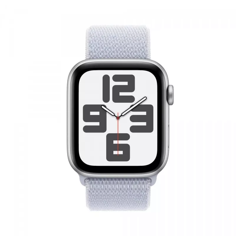 Watch SE GPS + Cellular 44 mm sidabrinis aliuminio korpusas su mėlynu debesies sportiniu dirželiu