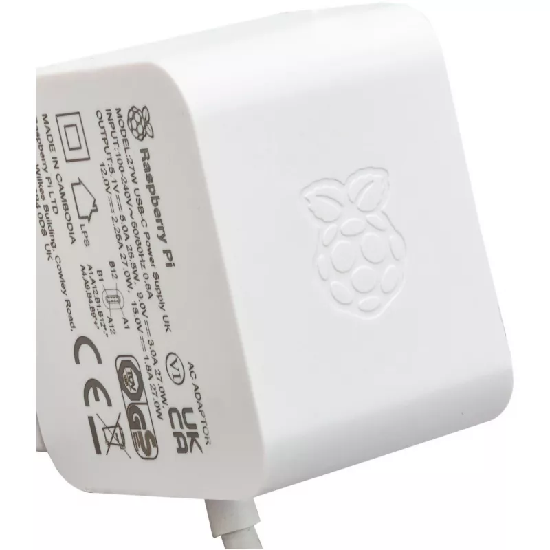Raspberry Pi SC1152 maitinimo blokas ir įtampos keitiklis, skirtas naudoti patalpoje, 27 W, baltas (SC1152)