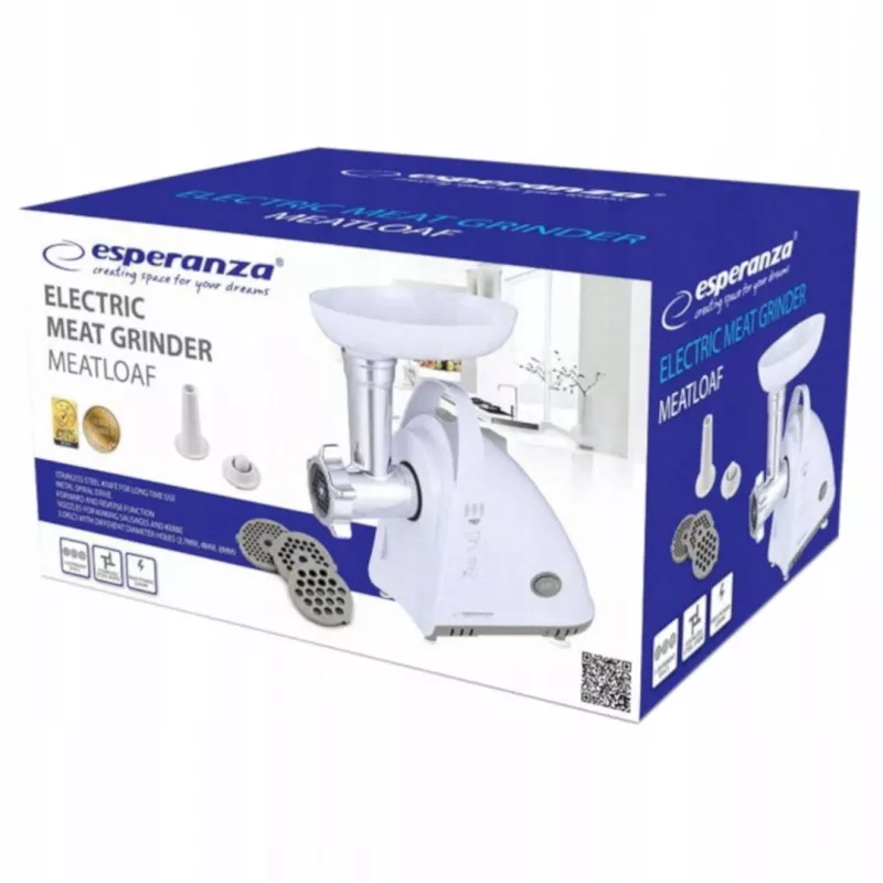 Elektrinė mėsmalė ESPERANZA EKM031 1500W — didelės galios buitinis mėsos smulkintuvas