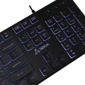 Laidinė USB klaviatūra SBOX K-22 US juoda — JAV išdėstymas, juoda, laidinis USB ryšys