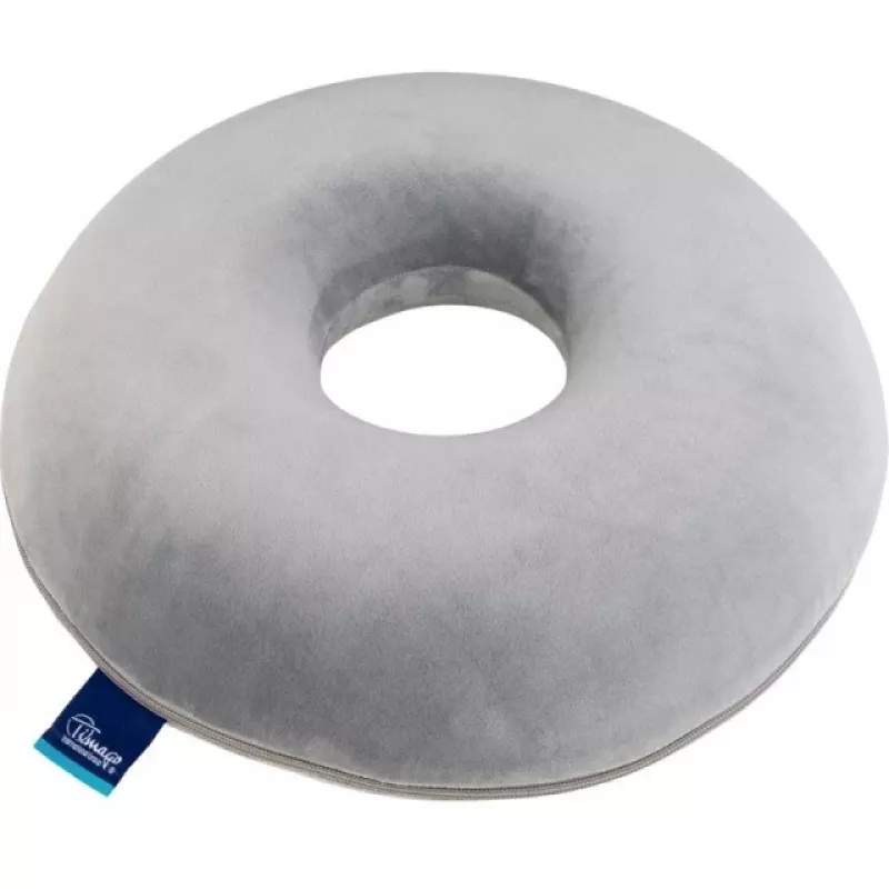 Slėgio pagalvėlė TIMAGO SUPPORT TIM anga — putų sėdimoji pagalvėlė su centrine skyle, 390×390×80 mm, pilka