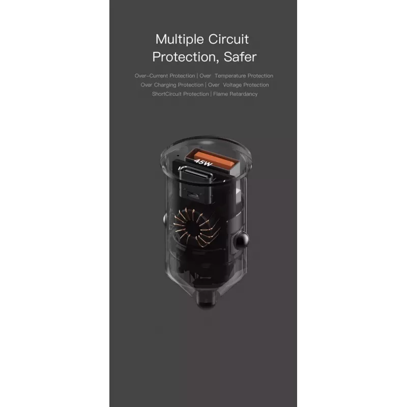 Automobilinis kroviklis Orsen C8 45W — 45W USB-C PD greitas įkrovimas, juodas