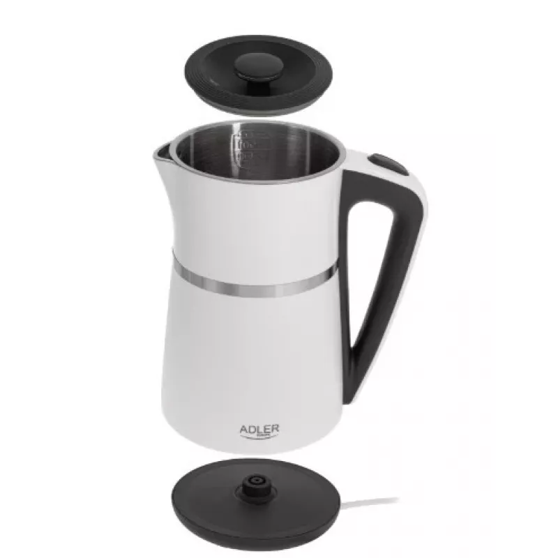Elektrinis virdulys Adler 1,7 l 1355 W baltas dvigubomis sienelėmis
