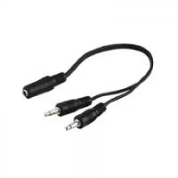 Wentronic Goobay 3,5 mm lizdo adapterio laidas, juodas, 0,2 m - 3,5 mm lizdas (3 kontaktų, stereofoninis) > 2x 3,5 mm kištukas (2 kontaktų, monofoninis) (50472)