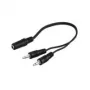 Wentronic Goobay 3,5 mm lizdo adapterio laidas, juodas, 0,2 m - 3,5 mm lizdas (3 kontaktų, stereofoninis) > 2x 3,5 mm kištukas (2 kontaktų, monofoninis) (50472)
