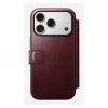 Mobiliojo telefono dėklas Nomad Modern Leather Folio, skirtas Apple iPhone 17 Pro, 6,3 colio (16 cm), oda, bordo spalvos