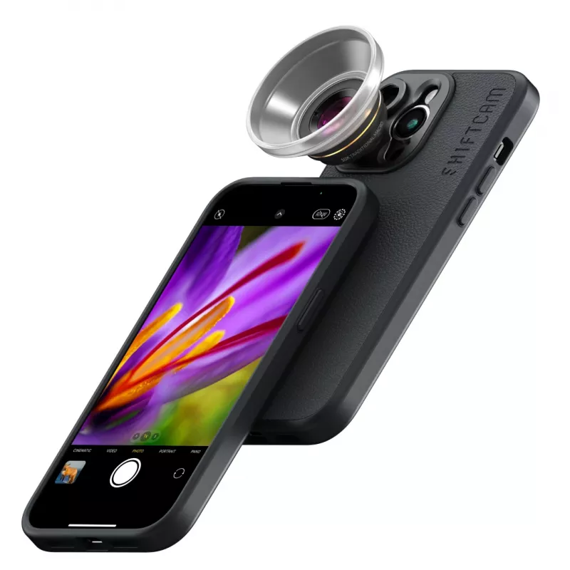 Foto objektyvas ShiftCam LU-MC-025-23-EF — Makro objektyvas 25x, M12 laikiklis, aliuminis/stiklas, 34,8 mm, 36,6 g, juoda/auksinė