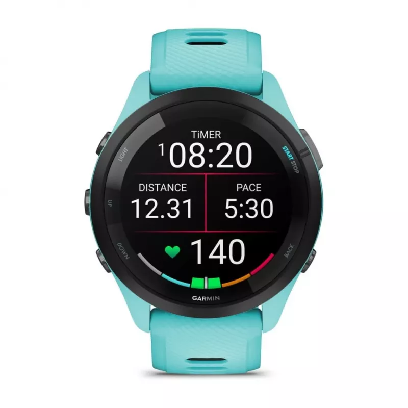 Garmin Forerunner 265 3,3 cm (1,3 colio) AMOLED 46 mm Skaitmeninis 416 x 416 pikselių Liečiamas ekranas Juoda, Mėlyna Wi-Fi GPS (palydovas)