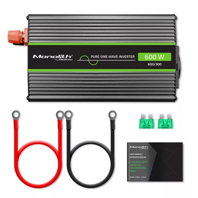 Qoltec Monolith maitinimo adapteris inverteris Auto 600 W 12 V
