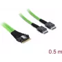 Vidinis PCIe 4.0 laidas DELOCK plonas SAS SFF-8654 8i į 2× OCuLink SFF-8611 4i 0,5 m