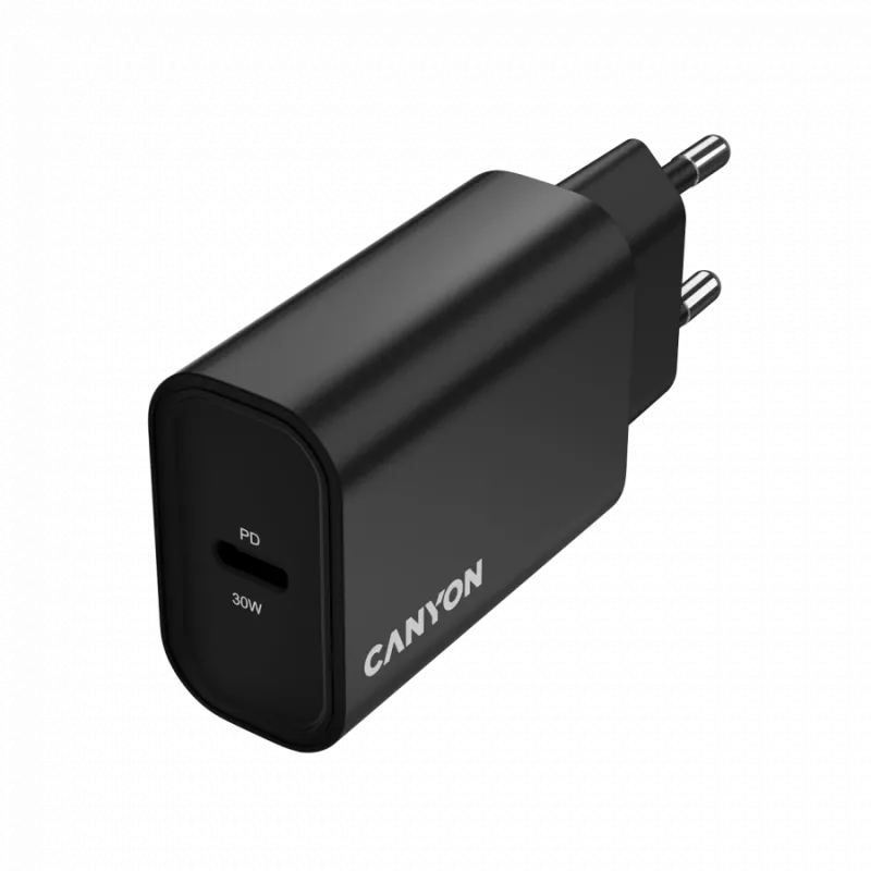 Sieninis įkroviklis CANYON OnCharge 30CL 30 W PD 1 prievadas ES kištukas juodas