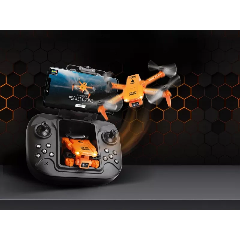 RC kvadrokopteris REVELL Pocket Drone 23810 — 2,4 GHz, 4 kanalų nuotolinio valdymo pultas