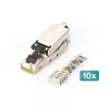 Field Termination Plug DIGITUS CAT 6A STP RJ-45 vyriškas su dulkių gaubteliu ir lenkimo apsauga — pakuotė po 10 vnt.