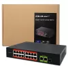 Ethernet PoE komutatorius QOLTEC 16x RJ45, 2x RJ45 uplink, 1x SFP (MPN 52291)