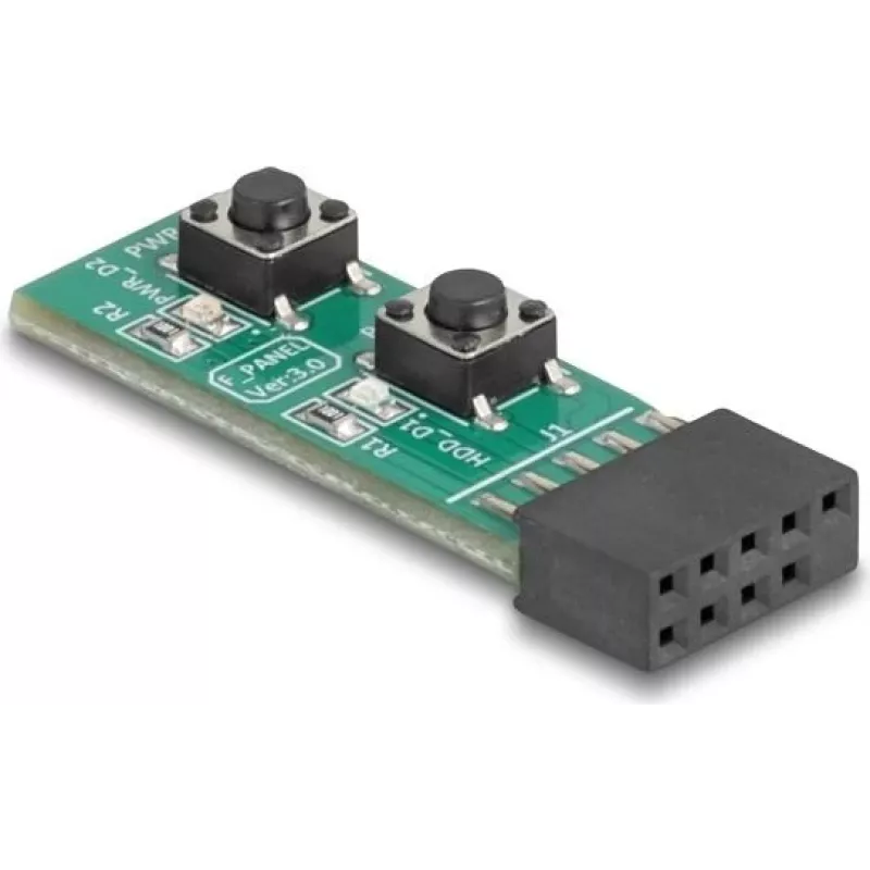 DELOCK priekinio skydelio PC maitinimo ir atstatymo jungiklio modulis su maitinimo ir atstatymo mygtukais (MPN 64356)