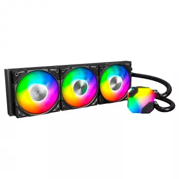 AIO vandens aušinimas Montech Hyper Flow ARGB 360 mm juodas — 360 mm radiatorius, ARGB, uždaro ciklo procesoriaus aušintuvas