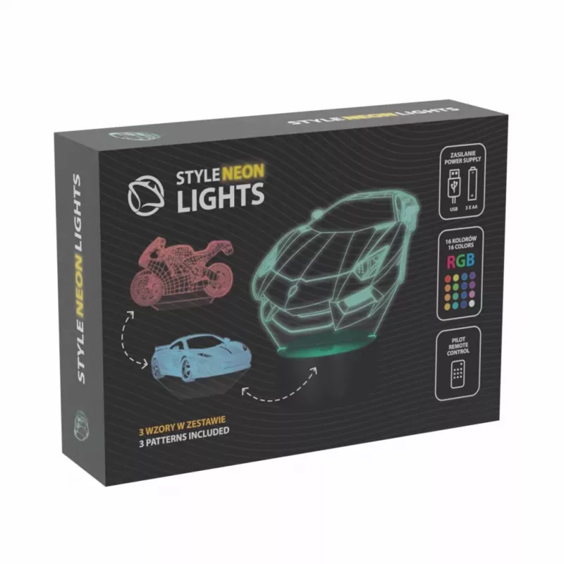 LED transporto priemonės RGB 3D šviesos dekoracija MANTA SNL120RGB — RGB lempa automobiliams ir motociklams