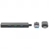 Manhattan USB-C & USB-A Combo Dock/Hub, prievadai (4): USB-A (x4), 5 Gbps (USB 3.2 Gen1, dar žinomas kaip USB 3.0), maitinamas per USB (nereikia išorinio maitinimo šaltinio)