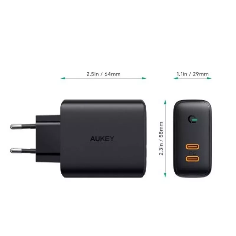 AUKEY PA-D2 mobiliojo įrenginio įkroviklis 36 W juodas Vidinis