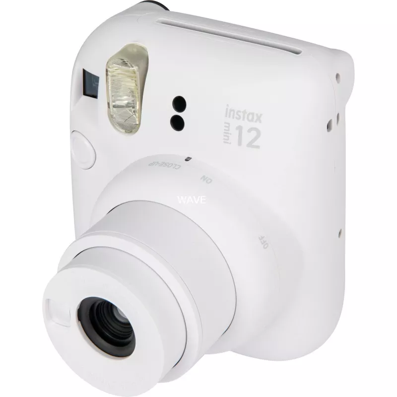 Momentinė kamera Fujifilm Instax Mini 12 White — 86×54 mm atspaudai, 60 mm židinio nuotolis, AA baterija