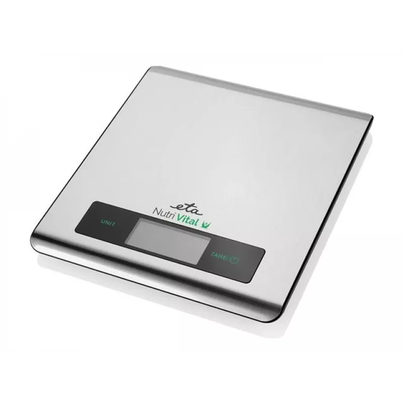 Elektroninė virtuvinė svarstyklė ETA Nutri Vital Metallic Rectangle — 5 kg talpa, 1 g tikslumas, LCD
