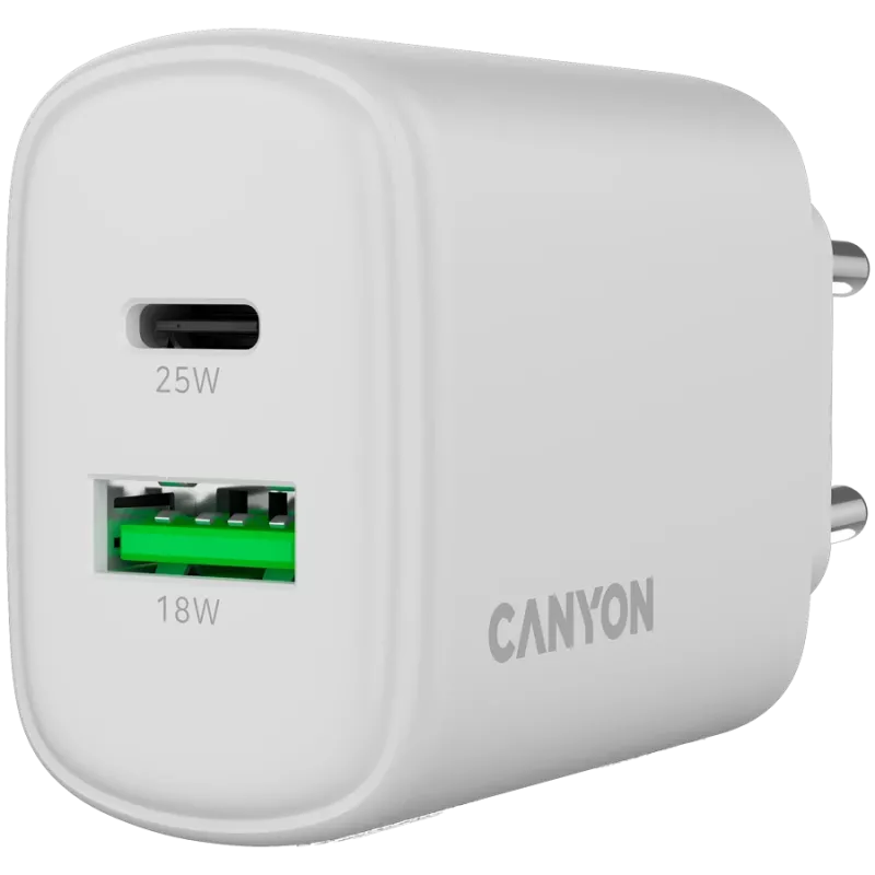 CANYON įkroviklis OnCharge 250 25W 1xPD 1xQC EU Baltas