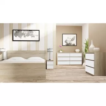 Topeshop M2 SONOMA MIX nightstand/Naktinis staliukas 2 stalčius(s) ąžuolas, baltas