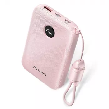 Išorinė baterija Vention FKAP0-C 10000 mAh, 2× USB-C + 1× USB-A, 22.5 W, rožinė