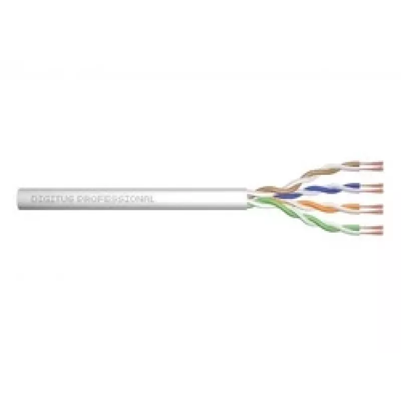 Tinklo kabelis Digitus CAT 6A U/UTP vytos poros pleistrinis laidas, neapdorotas 100 m, pilkas
