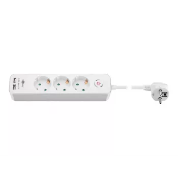 Goobay 3 krypčių maitinimo skirstytuvas su jungikliu ir USB 1,5 m kabeliu, F tipo