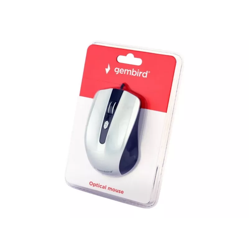 Laidinis abiem rankoms tinkamas optinė pelė GEMBIRD MUS-4B-01-BS, USB Type-A, 1200 DPI, 4 mygtukai, juoda/sidabrinė