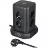 Maitinimo lizdų bokštas Brennenstuhl 1153560010 — 8 lizdai, 2×USB-A, 1×USB-C, juodas