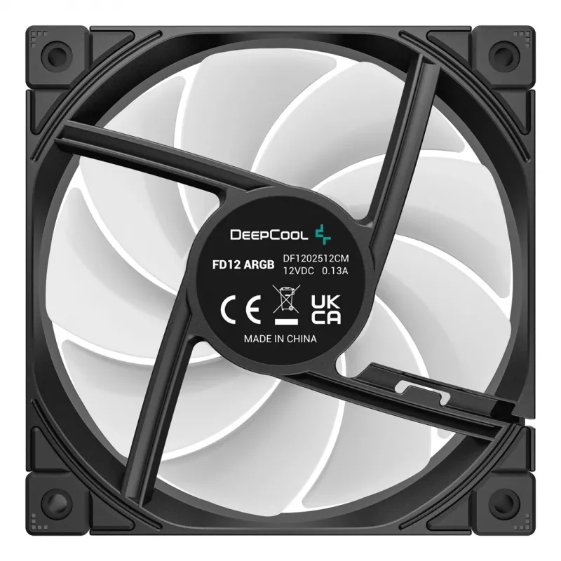 Ventiliatorius DeepCool FD12 ARGB-3 viename 12 cm juodas baltas 3 vnt. maksimalus oro slėgis 2,56 mmH2O