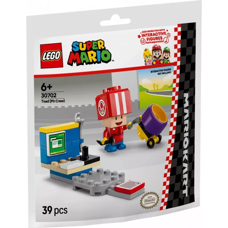 Konstrukcinis žaislas LEGO Mario Kart Toad Pit Crew polietileninis maišelis 30702 mažas rinkinys minifigūrėlė priedas