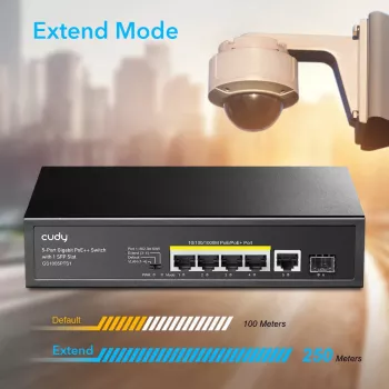 Cudy GS1005PTS1 tinklo jungiklis Gigabit Ethernet (10/100/1000) Power over Ethernet (PoE) Juoda