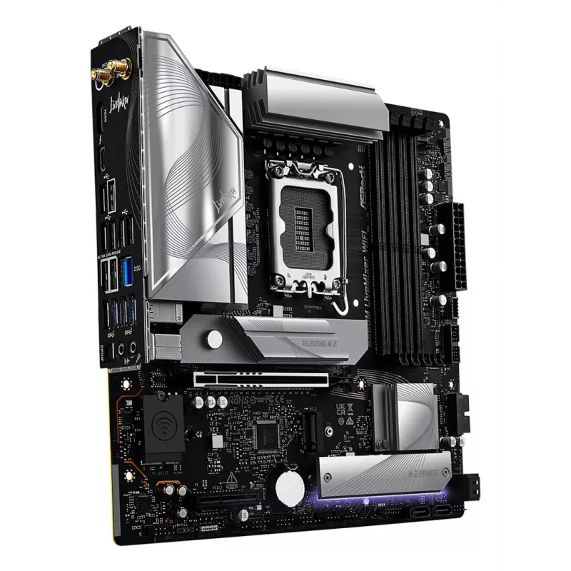Motininė plokštė ASRock B860M LiveMixer WiFi — Intel B860, LGA 1851, micro ATX, DDR5, 4x DIMM, Wi‑Fi 6E, 2.5Gb LAN