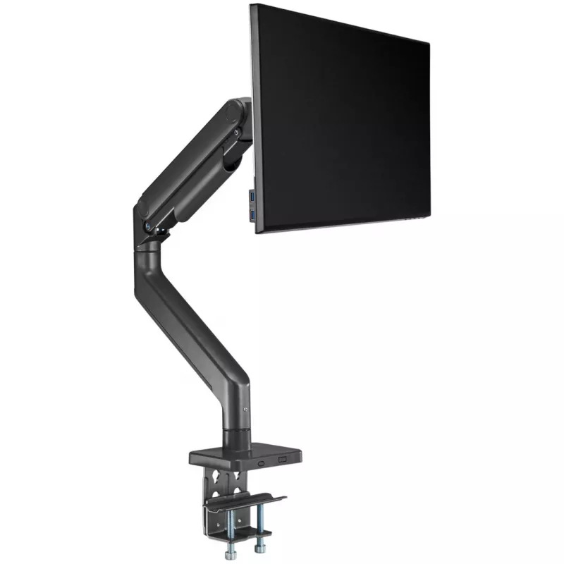 Monitoriaus laikiklis DIGITUS Single, spaustukas, iki 49 colių (124,5 cm), 20 kg, VESA 75x75–100x100, pasvirimas -20° iki 50°, aukščio reguliavimas, juodas