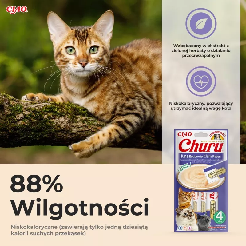 INABA Churu tunas su moliuskų skoniu – kačių skanėstai – 4x14 g