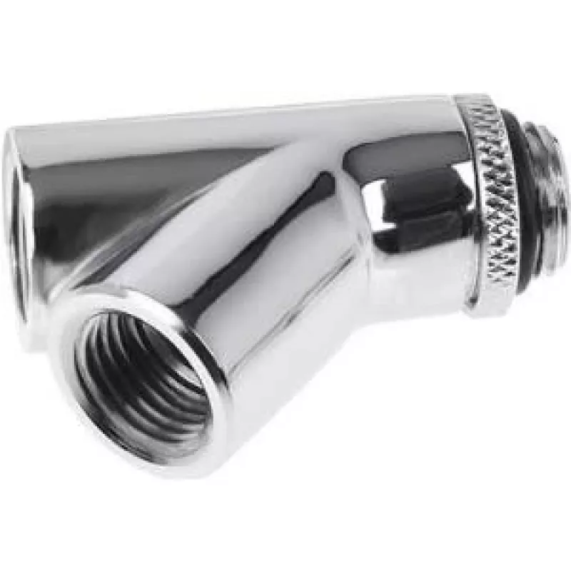 Alphacool Eiszapfen Y-Connector 45° - G1/4 sukamasis - 2x vidinis 1x išorinis sriegis - Chromuotas (17400)