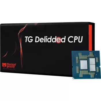 „Thermal Grizzly“ nuimtu dangteliu AMD Ryzen 9 9950X3D procesoriaus rinkinys (dėžutėje, be IHS, skirtas tiesioginio kontakto aušintuvams)