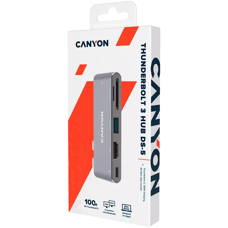 CANYON hub DS-5 5in1 Thunderbolt 3 4k Space Pilka