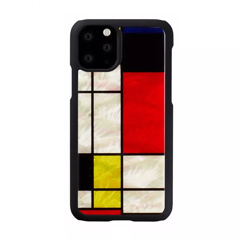 Telefono dėklas iKins iPhone 11 Pro Mondrian juodas — apsauginis dangtelis, kietas korpusas, tikslūs išėmimai