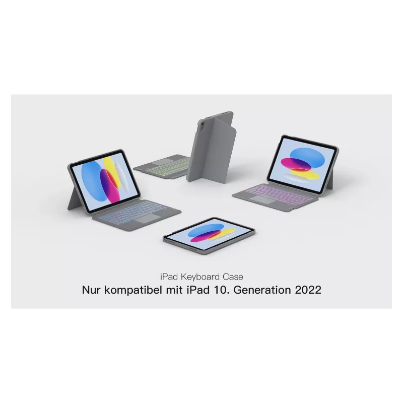 inateck klaviatūra iPad 11 iPad 10-os kartos suderinama QWERTZ pilka
